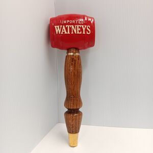 Imported Watneys Beer Keg Pub Bar Tap 10” Red Barrel Brown Wood Handle Man cave